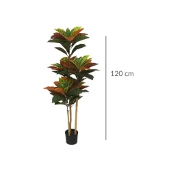Planta artificial Crotón con macetero verde 120 cm