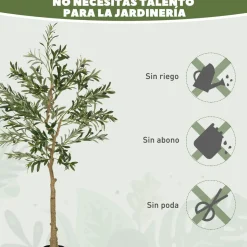 Planta artificial Olivo Homcom 720 hojas + 32 aceitunas verde 150 cm