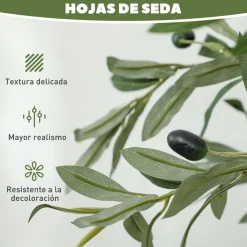 Planta artificial Olivo Homcom 720 hojas + 32 aceitunas verde 150 cm