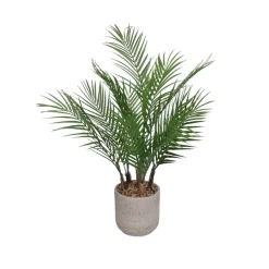 Planta artificial Palmera con macetero verde 77x24x24 cm