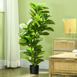 Planta imitación ficus Homcom 90 hojas 110 cm