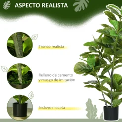 Planta imitación ficus Homcom 90 hojas 110 cm