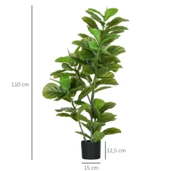 Planta imitación ficus Homcom 90 hojas 110 cm