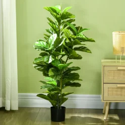 Planta imitación ficus Homcom 90 hojas 110 cm