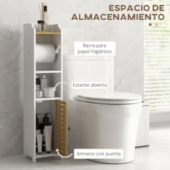 Portarrollos Perla Kleankin estante + armario blanco/roble 90x18x20 cm