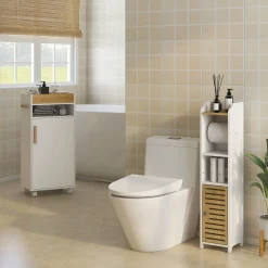 Portarrollos Perla Kleankin estante + armario blanco/roble 90x18x20 cm