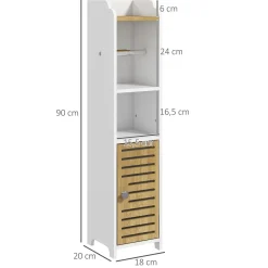 Portarrollos Perla Kleankin estante + armario blanco/roble 90x18x20 cm