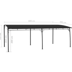 Pérgola Bada para jardín acero negro 255x600x300 cm