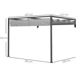 Pérgola de jardín Mailo Outsunny toldo retráctil negro/gris 220x195x211cm