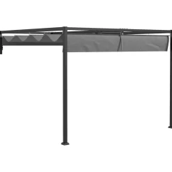 Pérgola de jardín Mailo Outsunny toldo retráctil negro/gris 220x195x211cm
