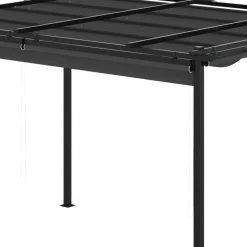 Pérgola de jardín Outsunny techo retráctil 4 cortinas enrollables gris oscuro 4x3m