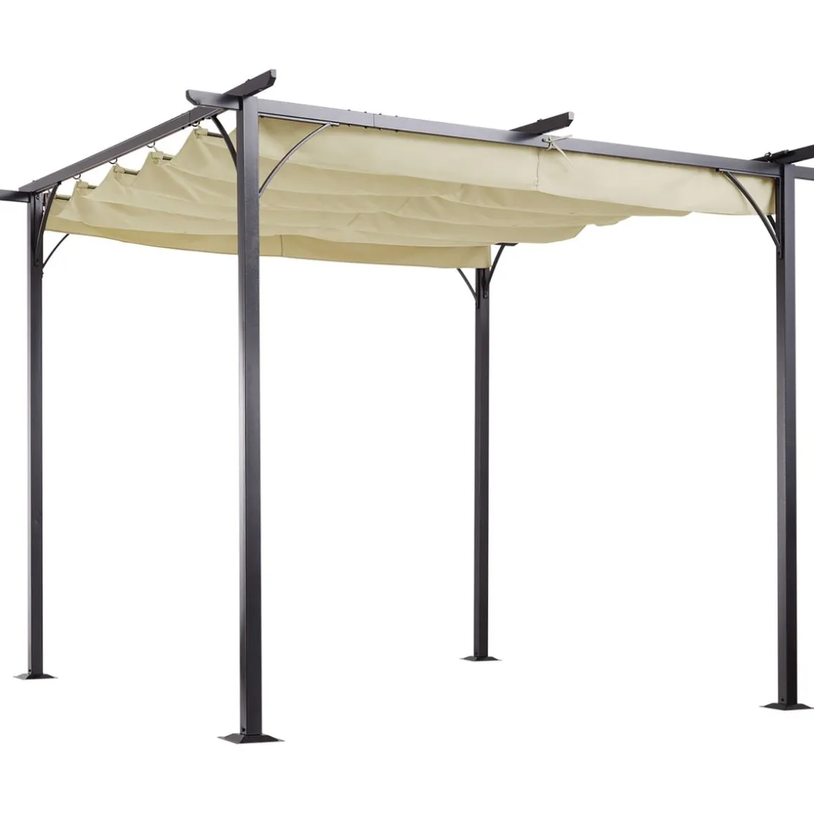 Pérgola de jardín Outsunny techo retráctil crema 3x3m