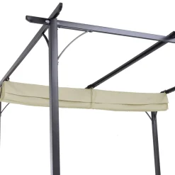 Pérgola de jardín Outsunny techo retráctil crema 3x3m
