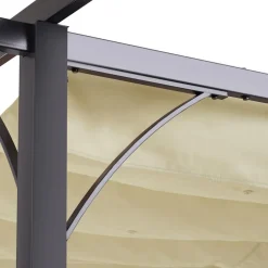 Pérgola de jardín Outsunny techo retráctil crema 3x3m