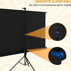Proyector portátil Homcom 84 pulgadas altura ajustable negro 118x200x8 cm