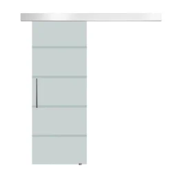 Puerta corredera con cristal translúcido Homcom deslizante 90x205 cm