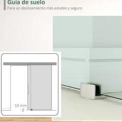 Puerta corredera con cristal translúcido Homcom deslizante 90x205 cm