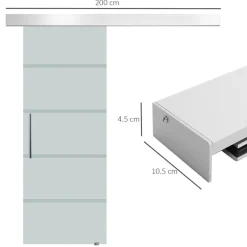 Puerta corredera con cristal translúcido Homcom deslizante 90x205 cm