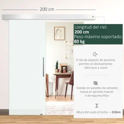 Puerta corredera Homcom deslizante satinada 205x90 cm