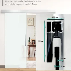 Puerta corredera Homcom deslizante satinada 205x90 cm
