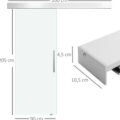 Puerta corredera Homcom deslizante satinada 205x90 cm
