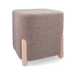 Puff cuadrado MOA VInthera acolchado beige 38x34x34 cm