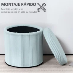 Puff de almacenaje Alicia Homcom con tapa acolchado Ø40x41 cm