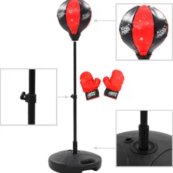 Punching ball de boxeo infantil con soporte guantes incluidos rojo/negro 87-120 cm