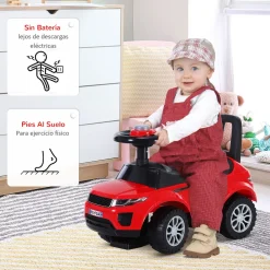 Quad correpasillos Homcom con bocina + almacenamiento +1A rojo 41,5x62x28 cm