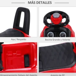 Quad correpasillos Homcom con bocina + almacenamiento +1A rojo 41,5x62x28 cm