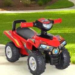Quad correpasillos Ready Homcom bocina + música + luces +12 meses rojo 42x60x38 cm