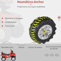 Quad correpasillos Ready Homcom bocina + música + luces +12 meses rojo 42x60x38 cm