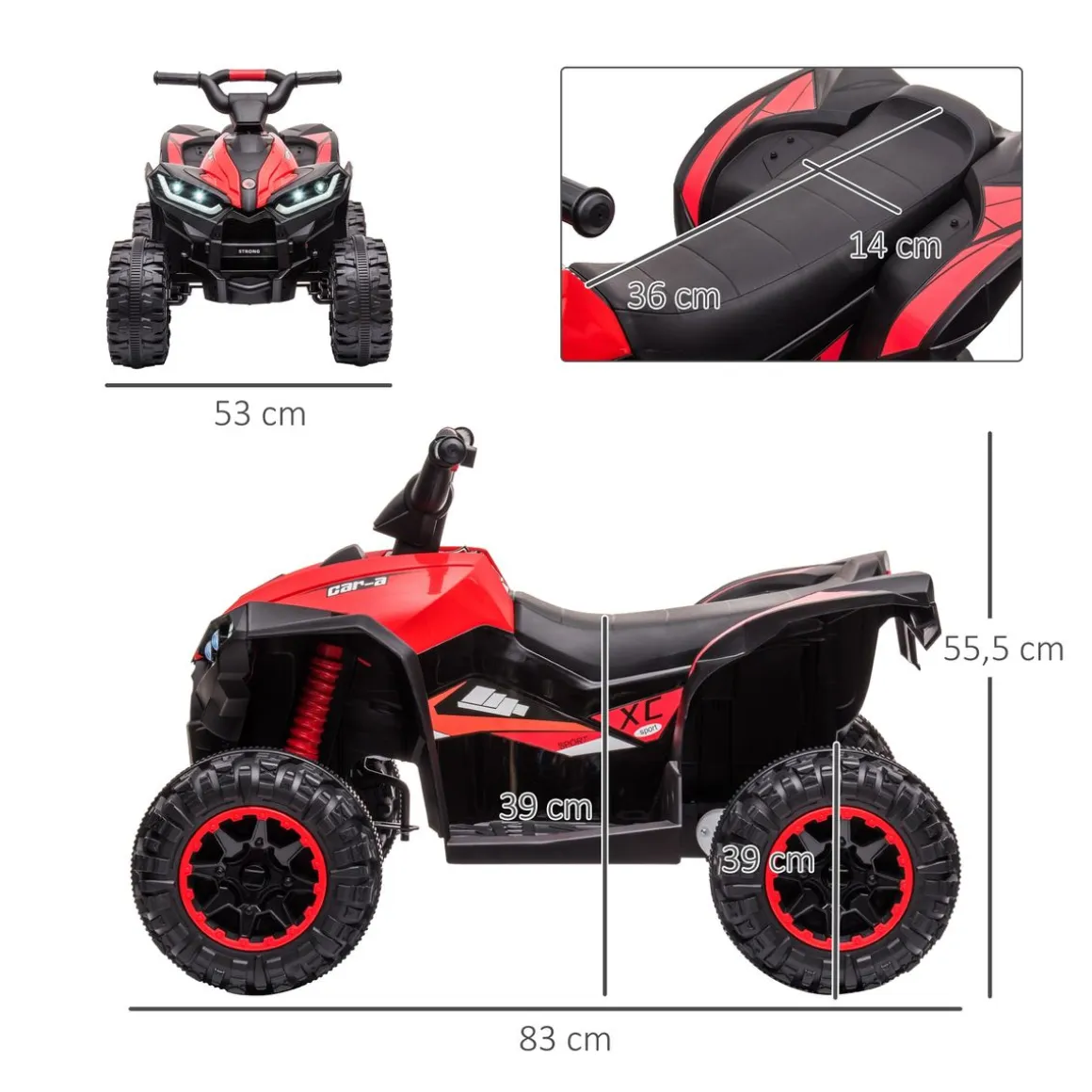 Quad eléctrico Homcom 2 motores 3-5 años 55,5x83x53 cm