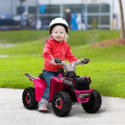Quad eléctrico infantil Homcom velocidad ajustable rosa 48,5x70x41,5 cm