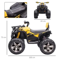 Quad eléctrico Terra Homcom 2 motores con faros + música +3A amarillo 73x100x65 cm