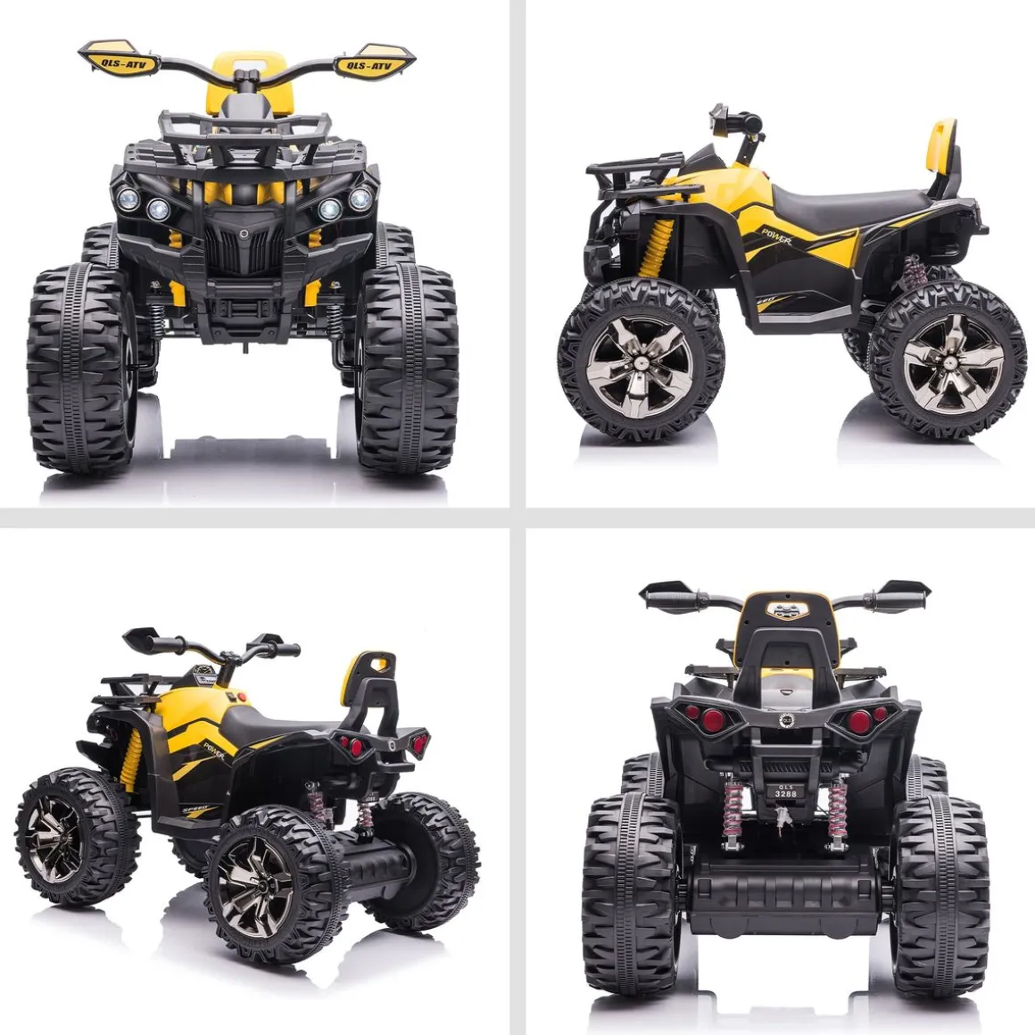 Quad eléctrico Terra Homcom 2 motores con faros + música +3A amarillo 73x100x65 cm