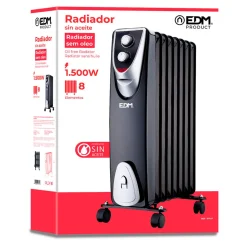 Radiador Black Edition EDM 1500W 8 elementos sin aceite negro
