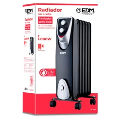 Radiador Black Edition EDM 1000W 6 elementos sin aceite negro