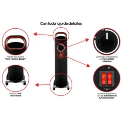 Radiador de aceite Infiniton HOR-N150 1500W 3 niveles de potencia negro