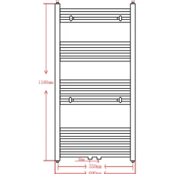 Radiador eléctrico 531W 18 barras acero 116x60 cm