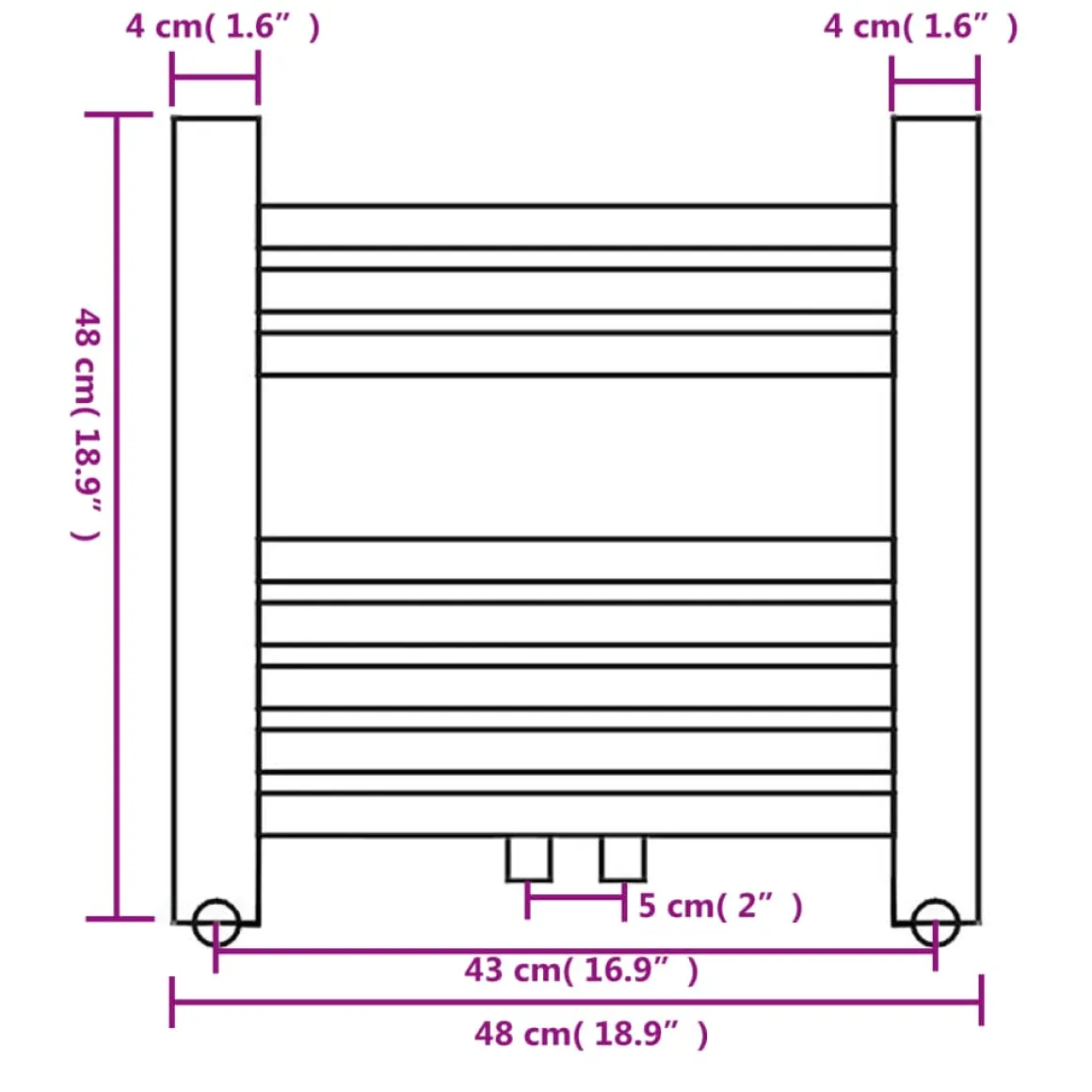 Radiador eléctrico 210W 8 barras acero blanco 48x48 cm
