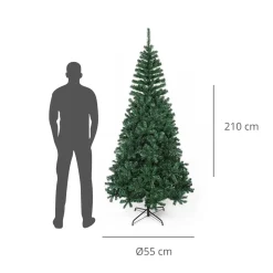 Árbol de navidad 1000 ramas + base cruzada verde Ø55x210 cm