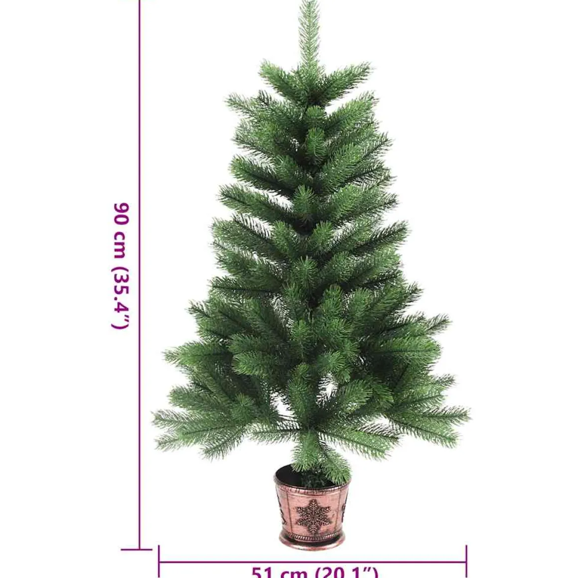 Árbol de Navidad 200 ramas con macetero verde Ø51x90 cm