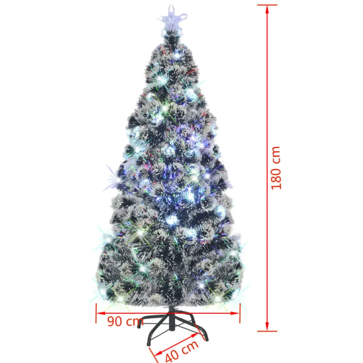 Árbol de Navidad 220 ramas y 39 luces LED verde 180 cm