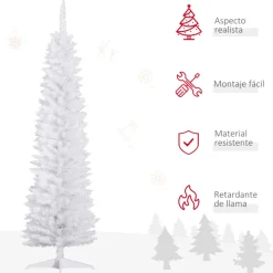 Árbol de Navidad artificial Homcom 390 ramas con soporte blanco 180 cm