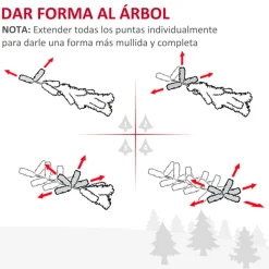 Árbol de Navidad artificial Homcom 390 ramas con soporte blanco 180 cm