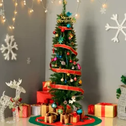 Árbol de Navidad artificial Homcom 294 ramas con soporte verde 150 cm