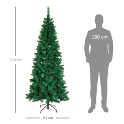 Árbol de Navidad artificial Homcom 631 ramas con base verde 210 cm