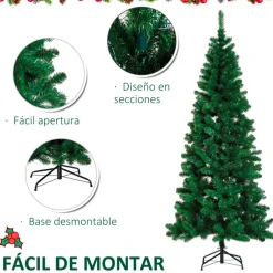 Árbol de Navidad artificial Homcom 631 ramas con base verde 210 cm