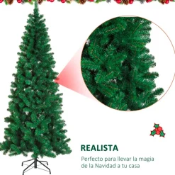 Árbol de Navidad artificial Homcom 631 ramas con base verde 210 cm